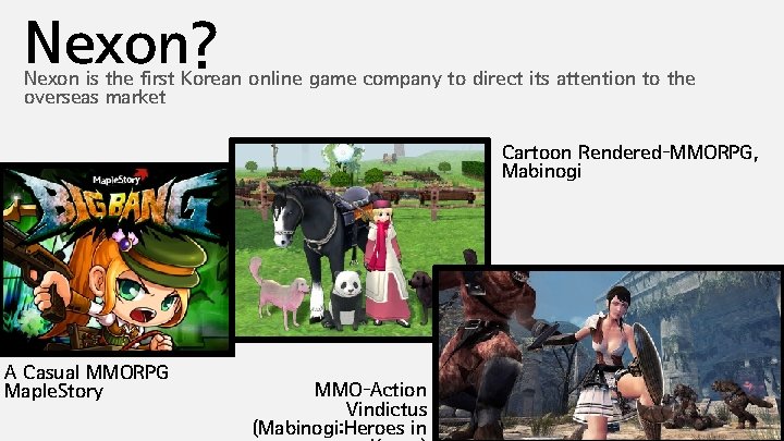 Nexon? Nexon is the first Korean online game company to direct its attention to