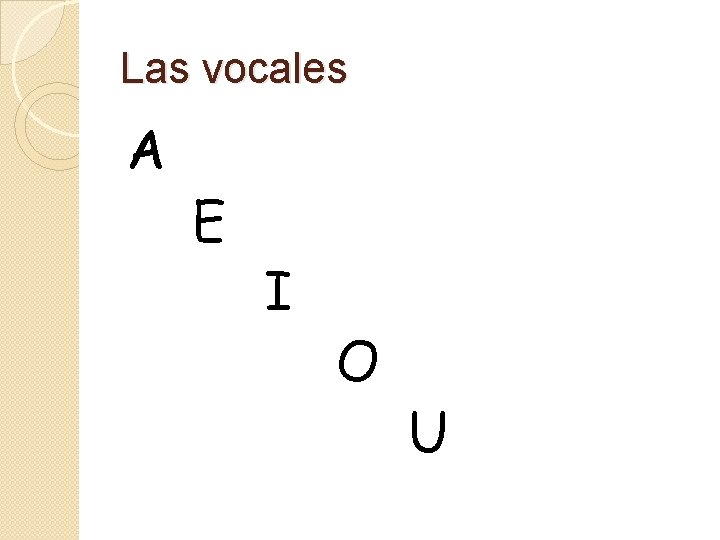 Las vocales A E I O U Las vocales A E I O U