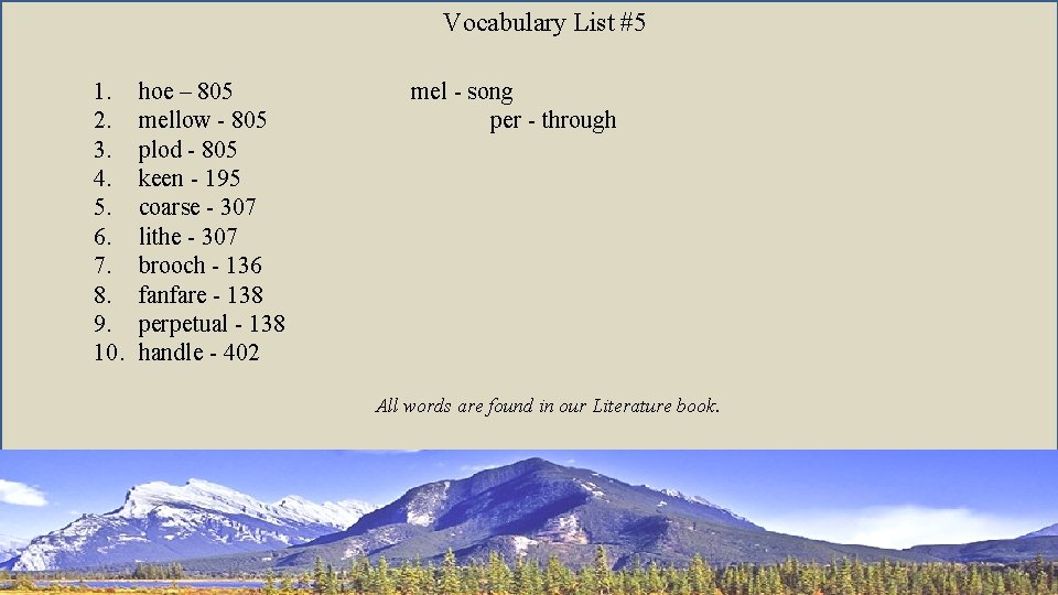 Vocabulary List #5 1. 2. 3. 4. 5. 6. 7. 8. 9. 10. hoe
