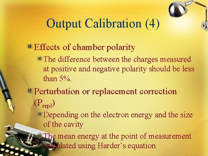 Output Calibration (4) Effects of chamber polarity The difference between the charges measured at