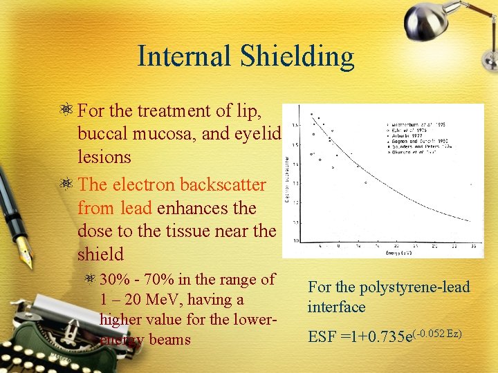 Internal Shielding For the treatment of lip, buccal mucosa, and eyelid lesions The electron