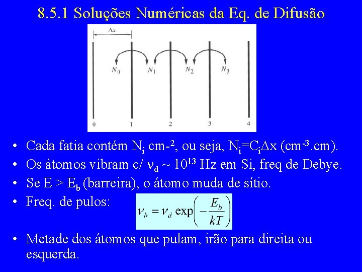 8. 5. 1 Soluções Numéricas da Eq. de Difusão • • Cada fatia contém