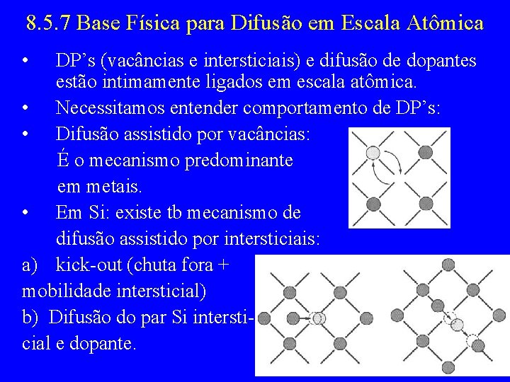 8. 5. 7 Base Física para Difusão em Escala Atômica • DP’s (vacâncias e