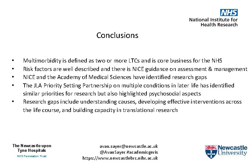 Conclusions • • • Multimorbidity is defined as two or more LTCs and is