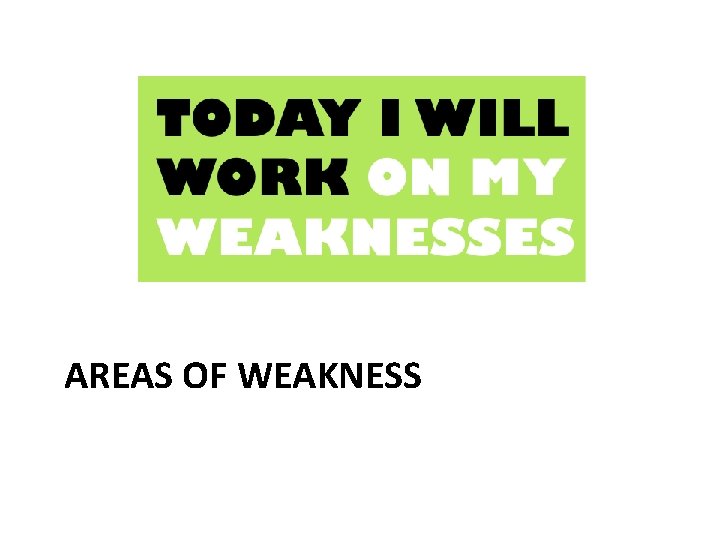 AREAS OF WEAKNESS 