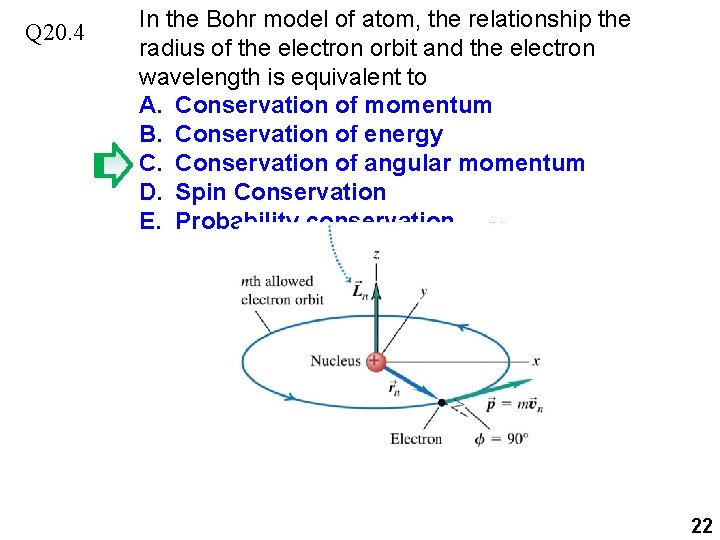 Q 20. 4 In the Bohr model of atom, the relationship the radius of