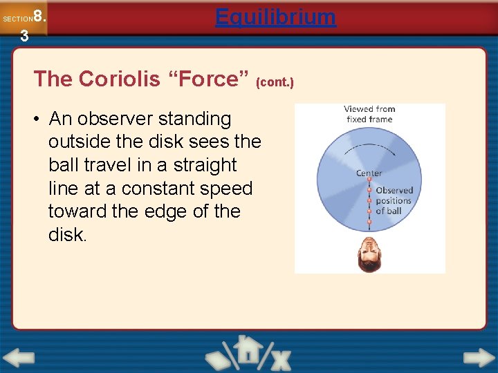 8. SECTION 3 Equilibrium The Coriolis “Force” (cont. ) • An observer standing outside