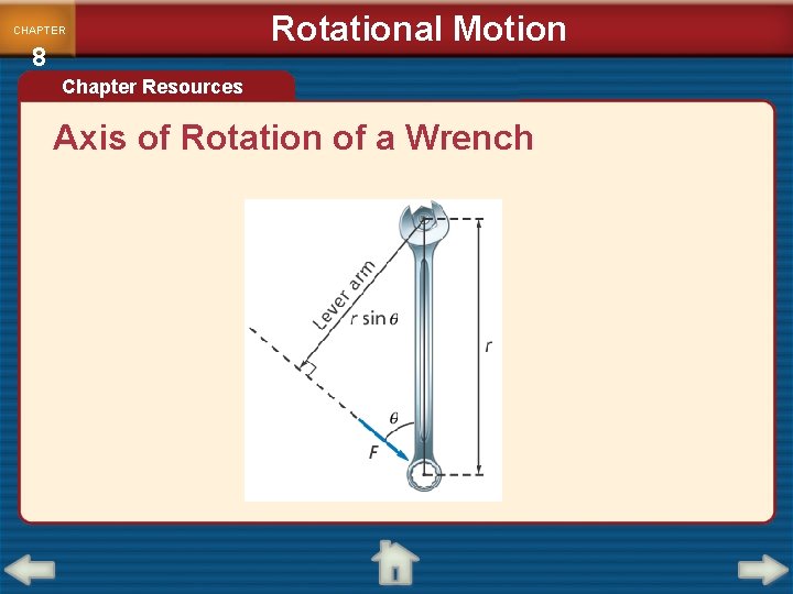 CHAPTER 8 Rotational Motion Chapter Resources Axis of Rotation of a Wrench 