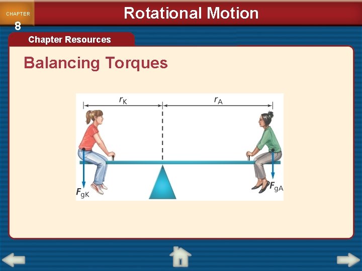 CHAPTER 8 Rotational Motion Chapter Resources Balancing Torques 