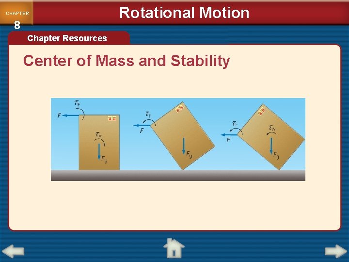 CHAPTER 8 Rotational Motion Chapter Resources Center of Mass and Stability 
