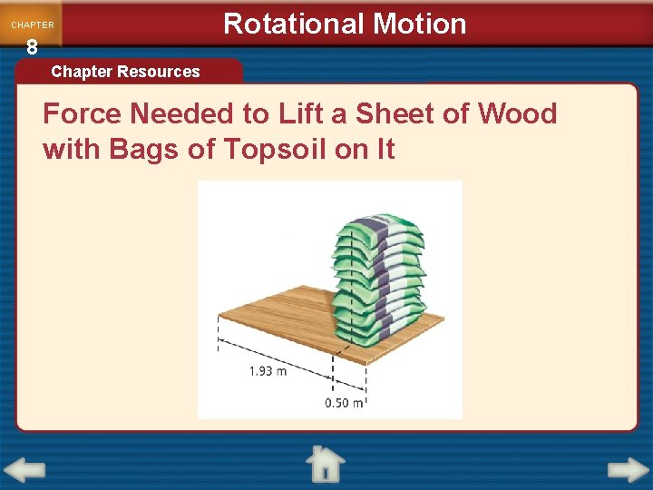 CHAPTER 8 Rotational Motion Chapter Resources Force Needed to Lift a Sheet of Wood