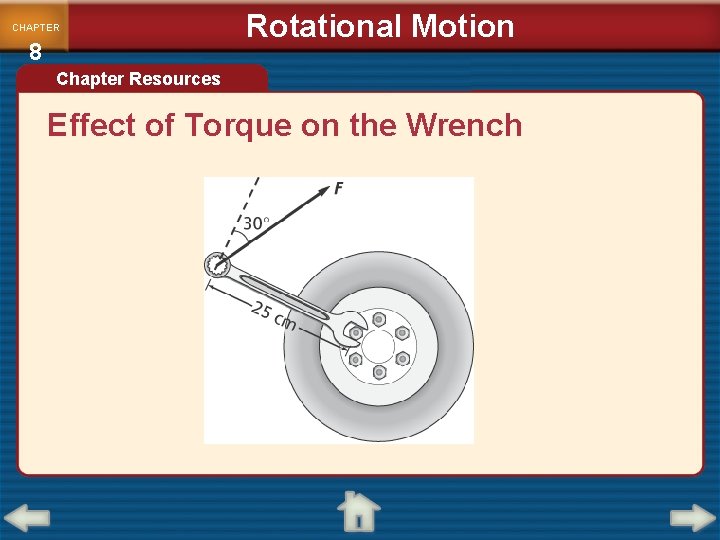 CHAPTER 8 Rotational Motion Chapter Resources Effect of Torque on the Wrench 