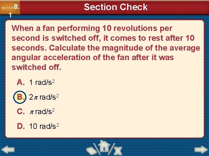 8. SECTION 1 Section Check When a fan performing 10 revolutions per second is