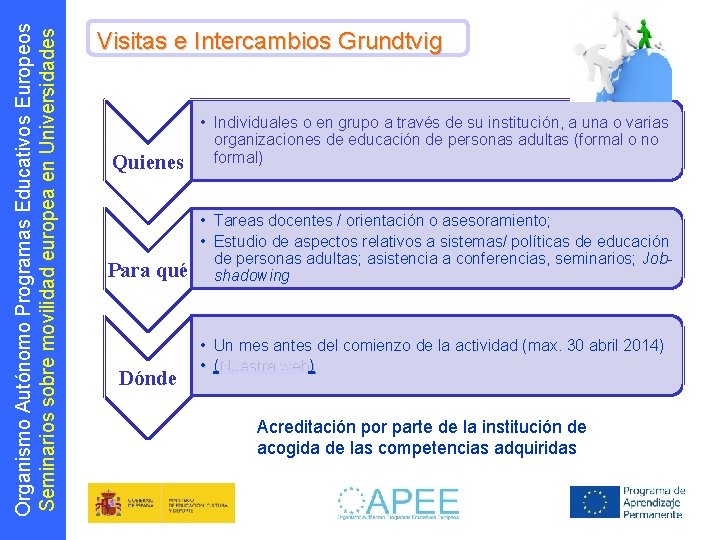 Organismo Autónomo Programas Educativos Europeos Seminarios sobre movilidad europea en Universidades Visitas e Intercambios