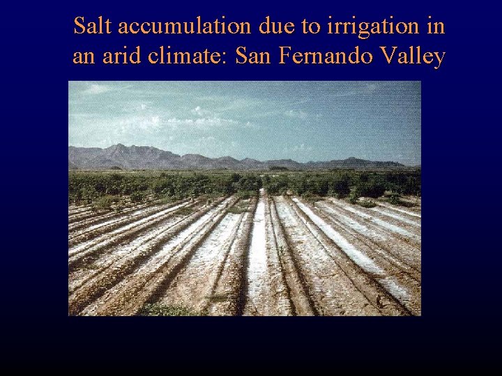 Salt accumulation due to irrigation in an arid climate: San Fernando Valley 