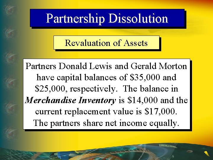 Partnership Dissolution Revaluation of Assets Partners Donald Lewis and Gerald Morton have capital balances