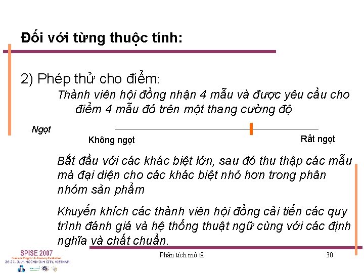 Đối với từng thuộc tính: 2) Phép thử cho điểm: Thành viên hội đồng