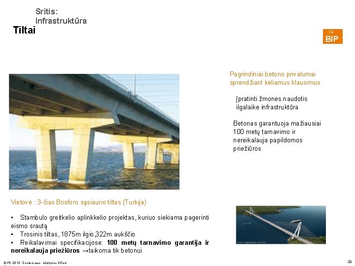 Sritis: Infrastruktūra Tiltai Le BIP E Pagrindiniai betono privalumai sprendžiant keliamus klausimus Įpratinti žmones