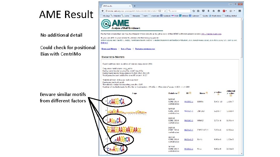 AME Result No additional detail Could check for positional Bias with Centri. Mo Beware