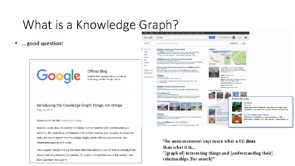 What is a Knowledge Graph? • … good question! The announcement says more what What is a Knowledge Graph? • … good question! The announcement says more what