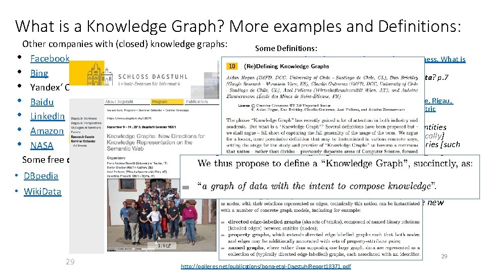 What is a Knowledge Graph? More examples and Definitions: Other companies with (closed) knowledge What is a Knowledge Graph? More examples and Definitions: Other companies with (closed) knowledge