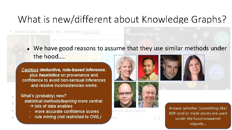 What is new/different about Knowledge Graphs? • Jamie Taylor, Google, Inc. , Keynote ISWC What is new/different about Knowledge Graphs? • Jamie Taylor, Google, Inc. , Keynote ISWC