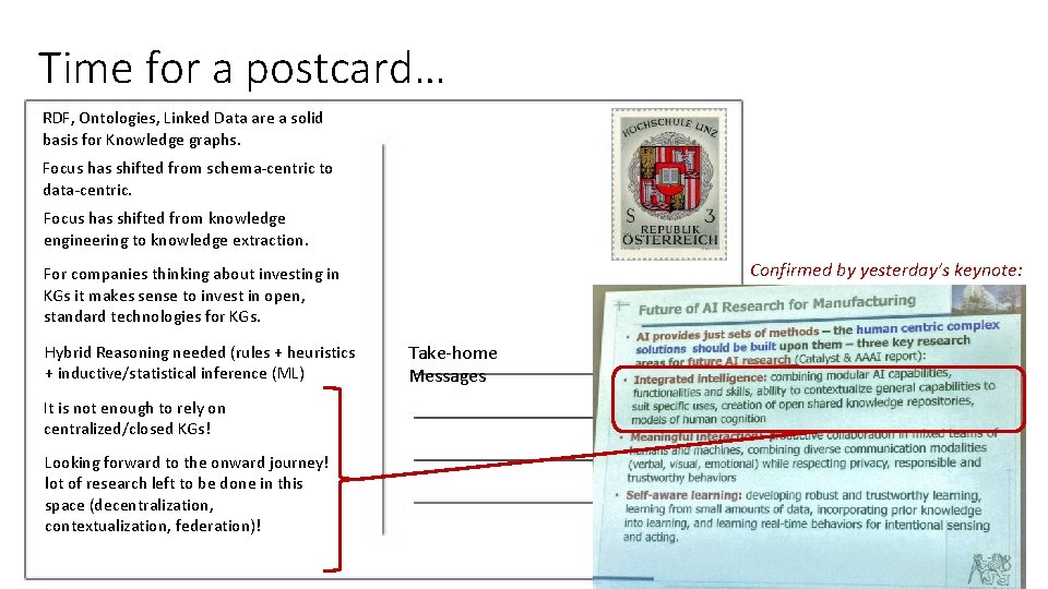 Time for a postcard… RDF, Ontologies, Linked Data are a solid basis for Knowledge Time for a postcard… RDF, Ontologies, Linked Data are a solid basis for Knowledge
