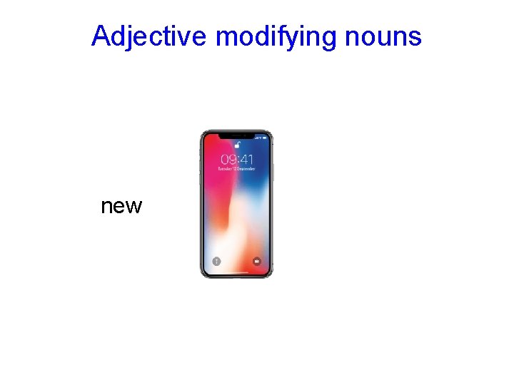 Adjective modifying nouns new 