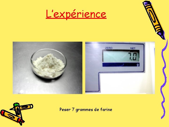 L’expérience Peser 7 grammes de farine 