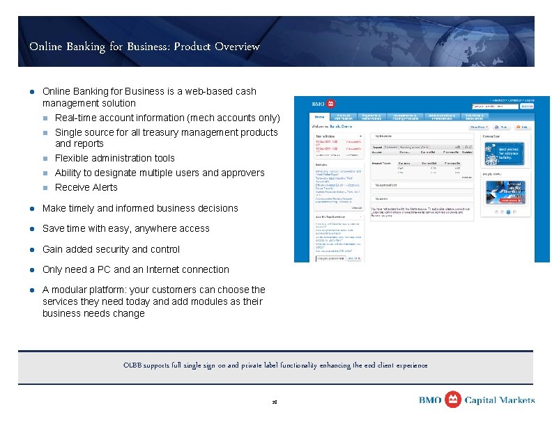 Online Banking for Business: Product Overview l Online Banking for Business is a web-based