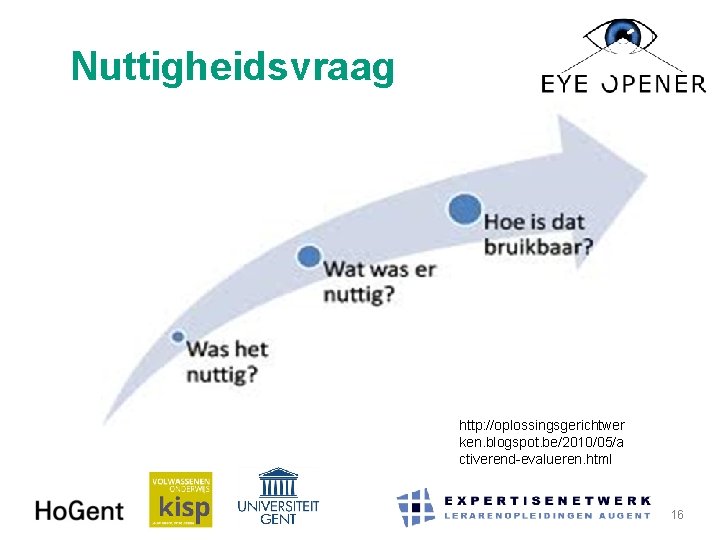 Nuttigheidsvraag http: //oplossingsgerichtwer ken. blogspot. be/2010/05/a ctiverend-evalueren. html 9 -11 -2020 16 