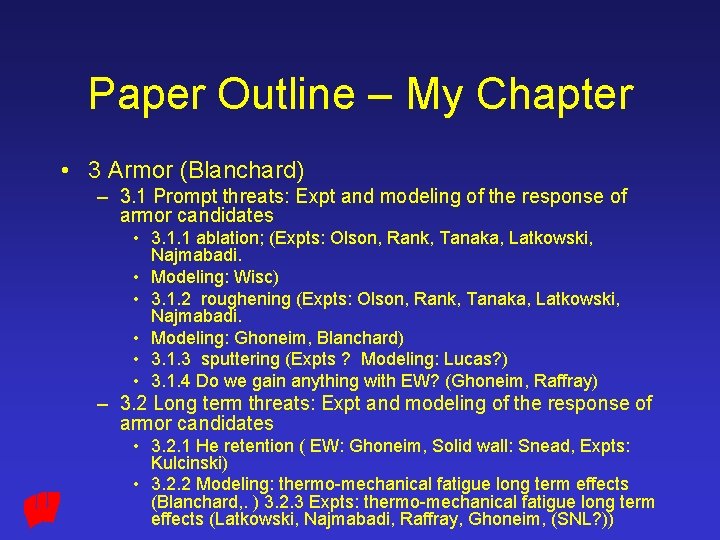 Paper Outline – My Chapter • 3 Armor (Blanchard) – 3. 1 Prompt threats: