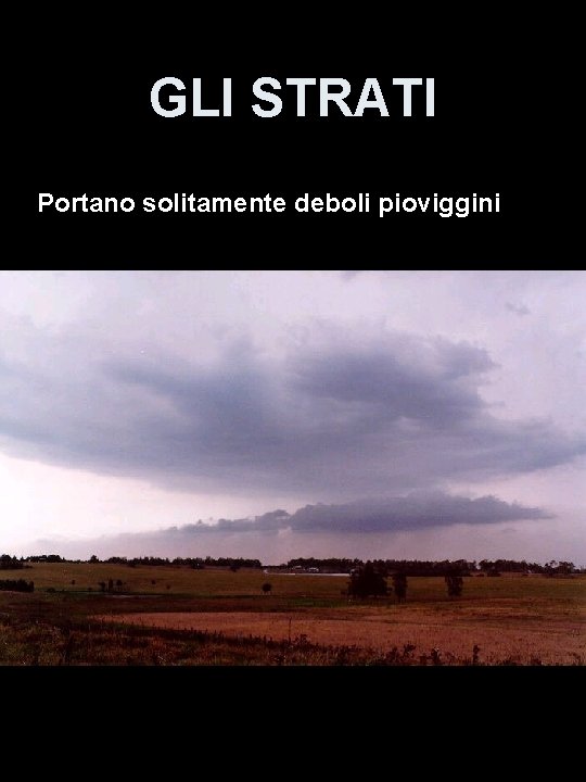 GLI STRATI Portano solitamente deboli pioviggini 