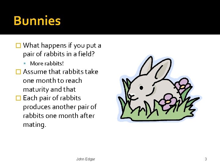 Bunnies � What happens if you put a pair of rabbits in a field?