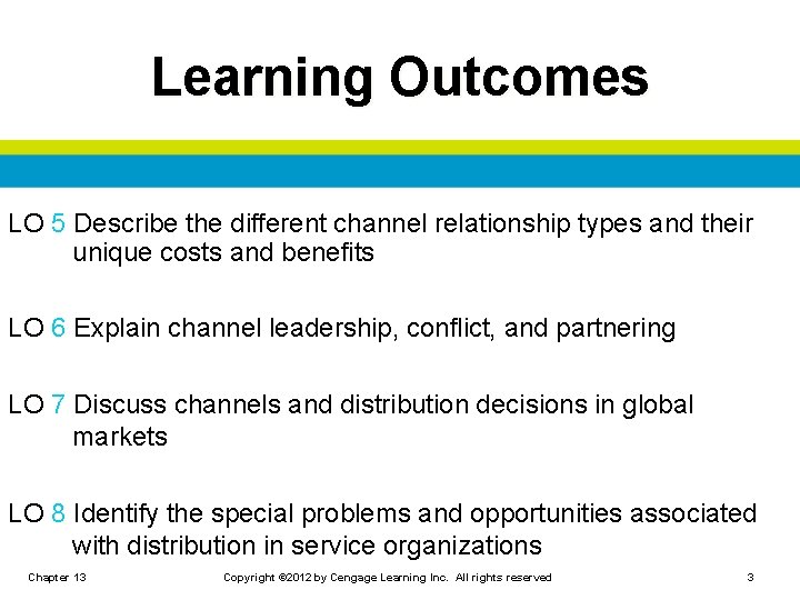 Learning Outcomes LO 5 Describe the different channel relationship types and their unique costs