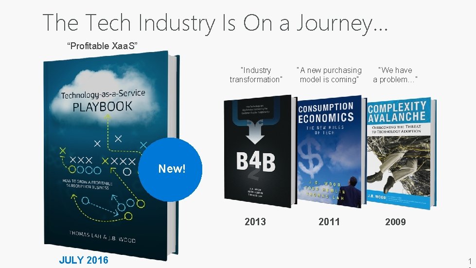 The Tech Industry Is On a Journey… “Profitable Xaa. S” “Industry transformation” “A new
