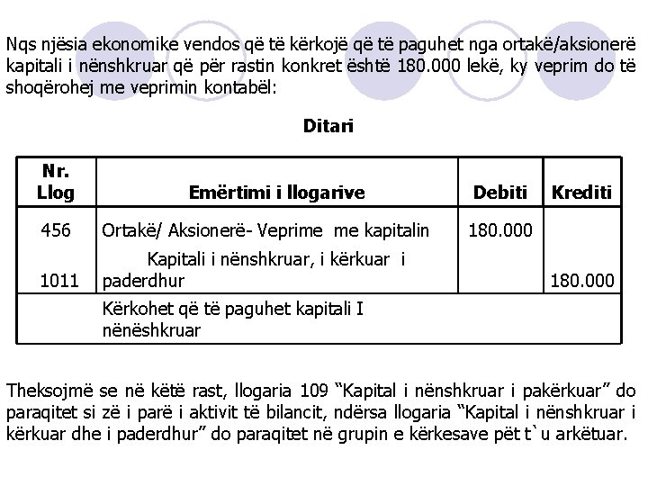 Nqs njësia ekonomike vendos që të kërkojë që të paguhet nga ortakë/aksionerë kapitali i