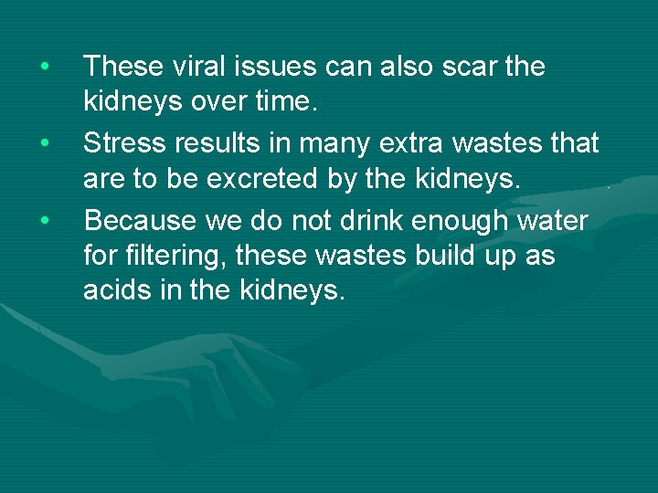  • • • These viral issues can also scar the kidneys over time.