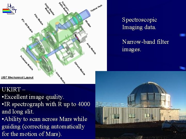 Spectroscopic Imaging data. Narrow-band filter images. UKIRT – • Excellent image quality. • IR