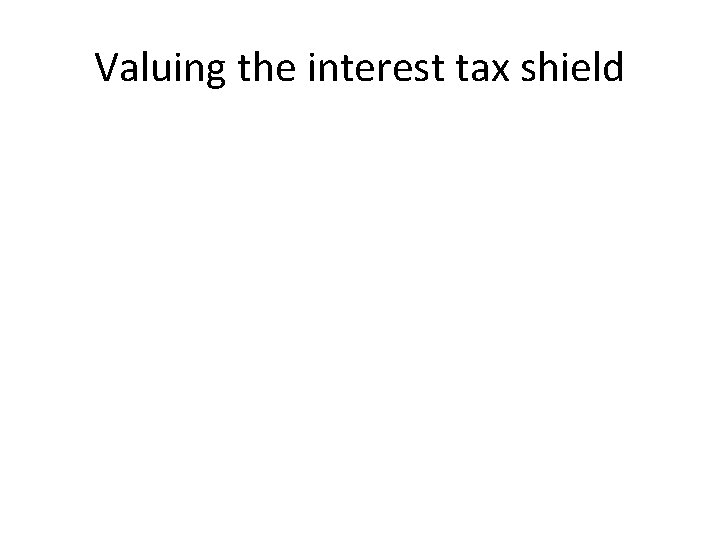 Valuing the interest tax shield 