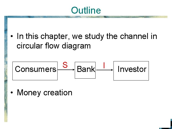 Outline • In this chapter, we study the channel in circular flow diagram S