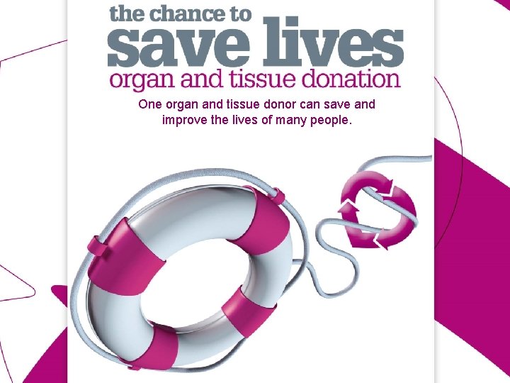 One organ and tissue donor can save and improve the lives of many people.