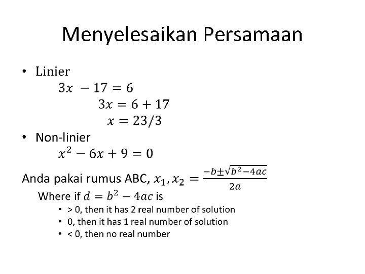 Menyelesaikan Persamaan • 