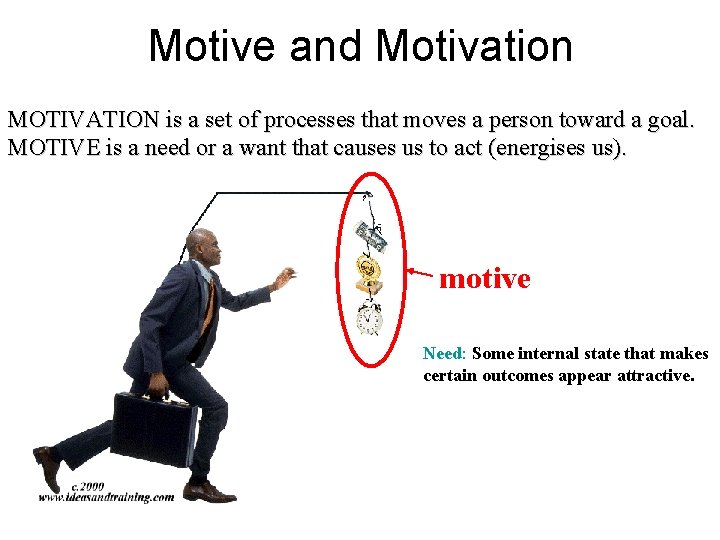 Motive and Motivation MOTIVATION is a set of processes that moves a person toward