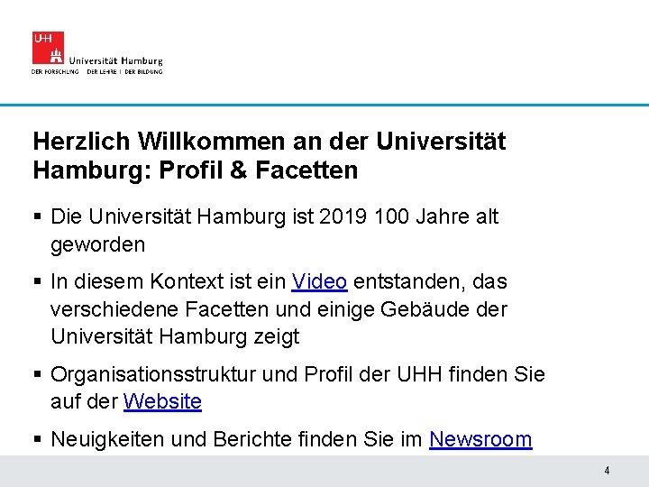 Herzlich Willkommen an der Universität Hamburg: Profil & Facetten § Die Universität Hamburg ist