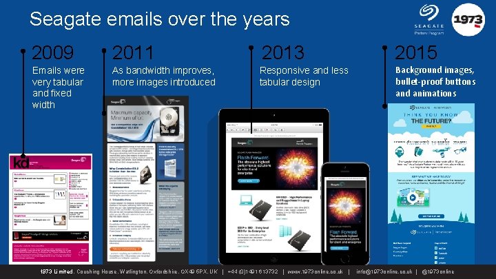 Seagate emails over the years 2009 2011 2013 2015 Emails were very tabular and