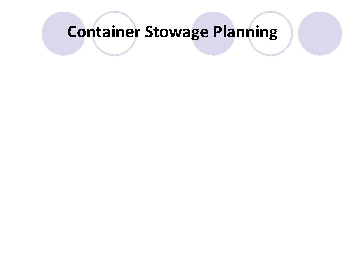 Container Stowage Planning 