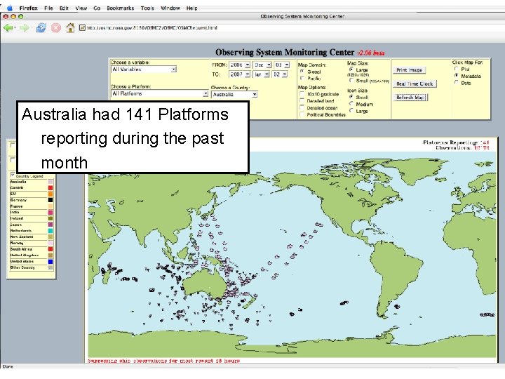 Australia had 141 Platforms reporting during the past month 