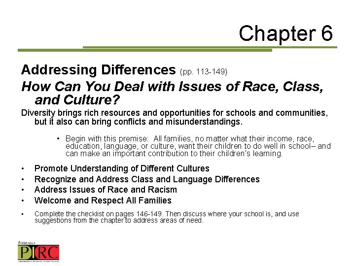 Chapter 6 Addressing Differences (pp. 113 -149) How Can You Deal with Issues of