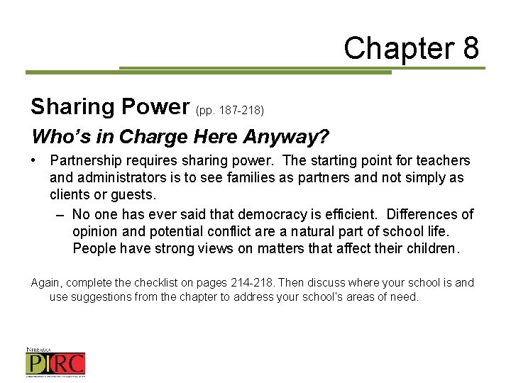 Chapter 8 Sharing Power (pp. 187 -218) Who’s in Charge Here Anyway? • Partnership